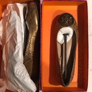 Tory Burch Bronze metallic cobra ballet flat